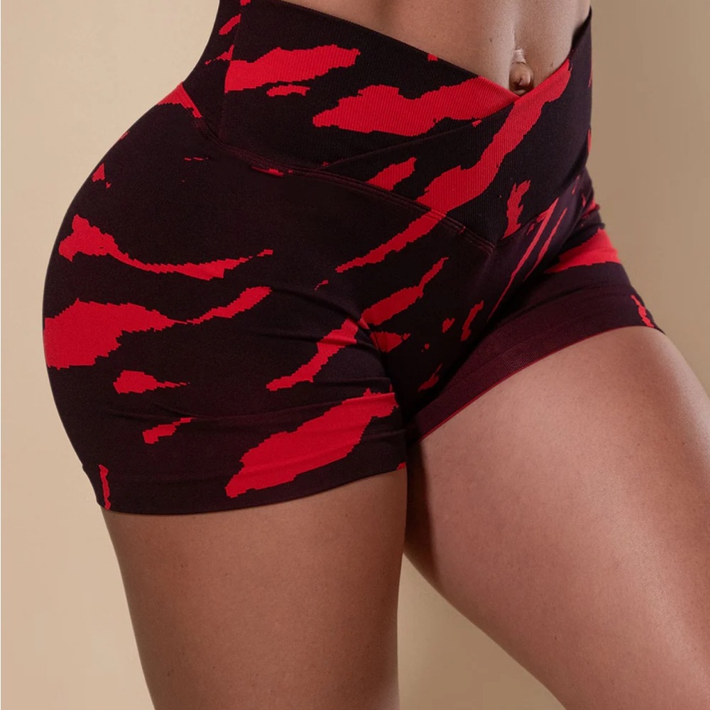 Women's Athletic Shorts in Red and Black